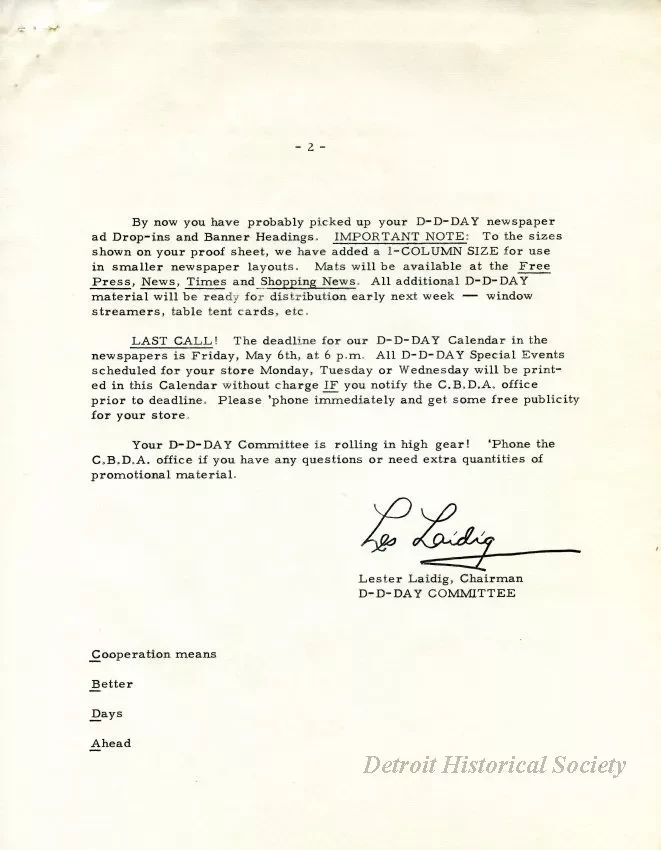 Letter - News Bulletin
Central Business District Association