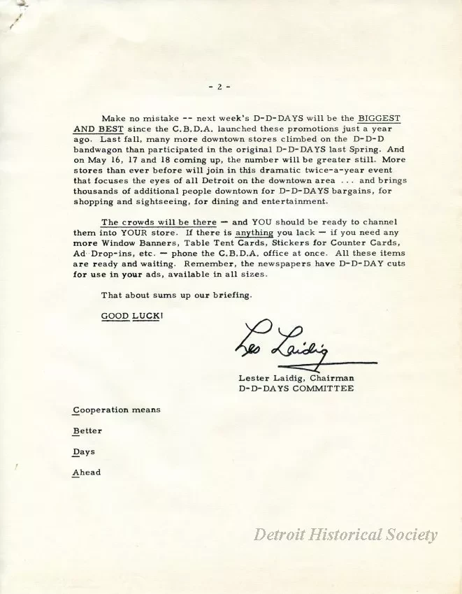 Letter - News Bulletin
Central Business District Association