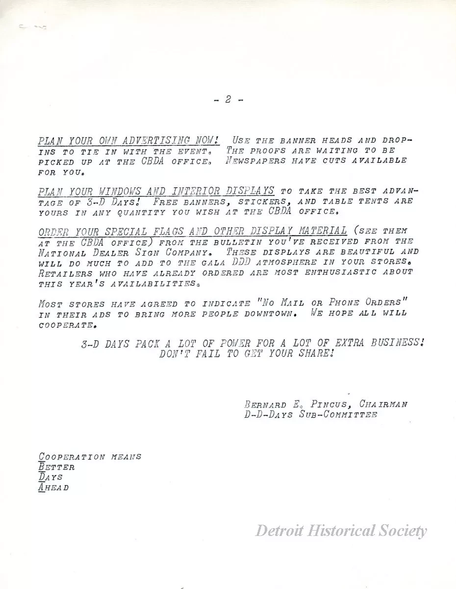 Letter - News Bulletin
Central Business District Association