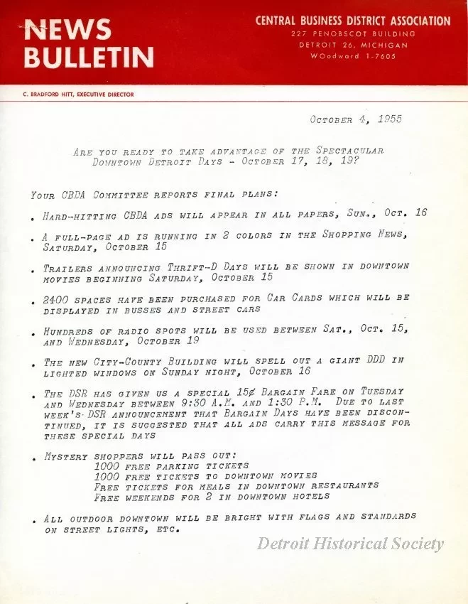 Letter - News Bulletin
Central Business District Association