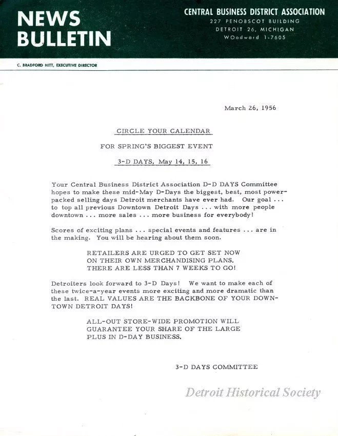 Letter - News Bulletin
Central Business District Association