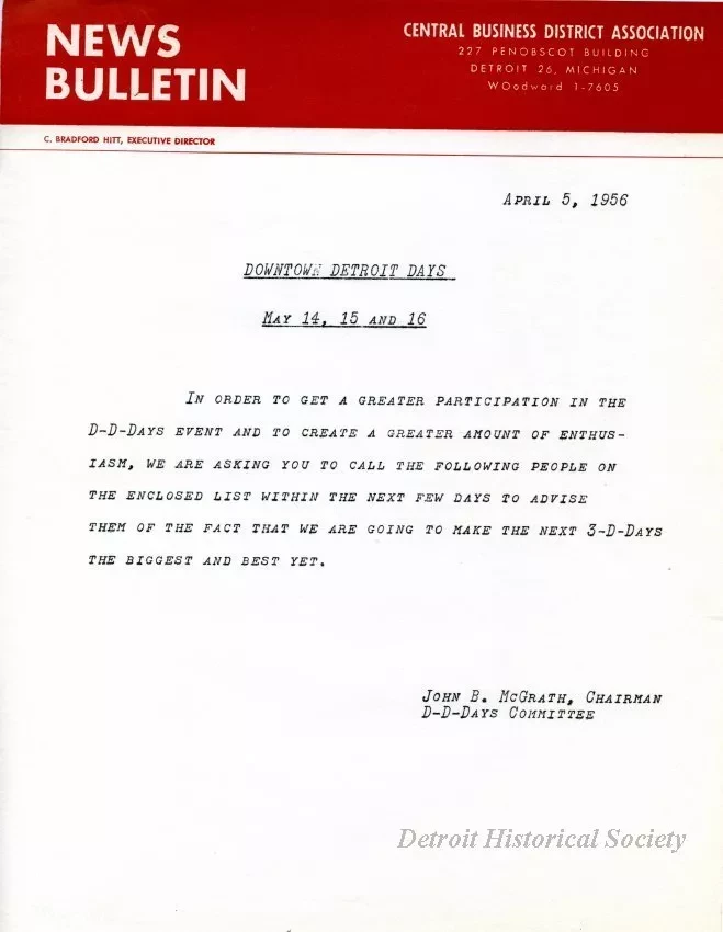 Letter - News Bulletin
Central Business District Association