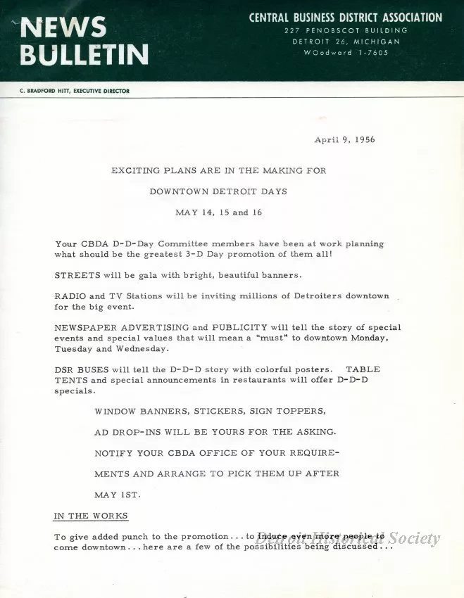 Letter - News Bulletin
Central Business District Association