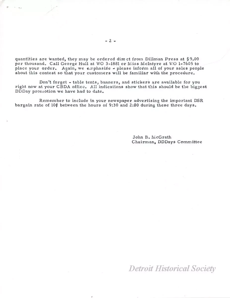 Letter - News Bulletin
Central Business District Association