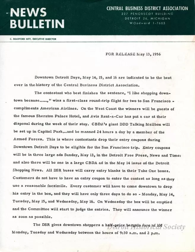 Letter - News Bulletin
Central Business District Association