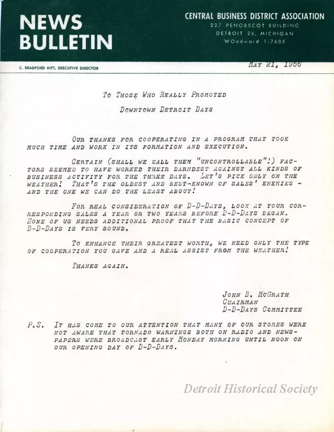 Letter - News Bulletin
Central Business District Association