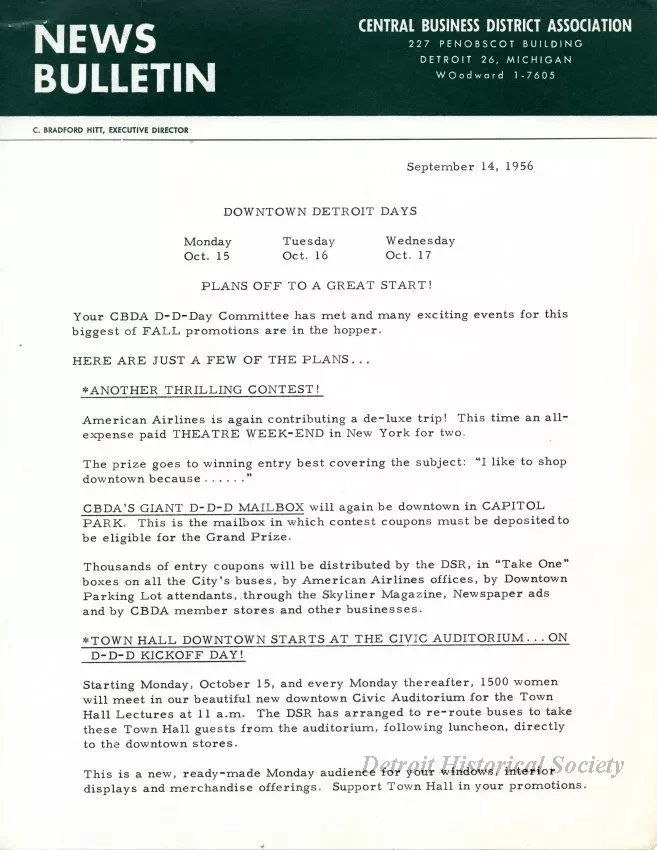 Letter - News Bulletin
Central Business District Association
