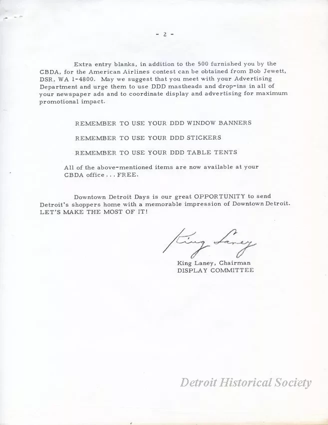 Letter - News Bulletin
Central Business District Association