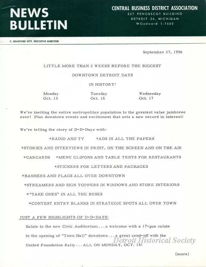 Letter - News Bulletin
Central Business District Association