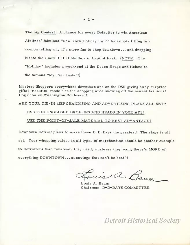 Letter - News Bulletin
Central Business District Association