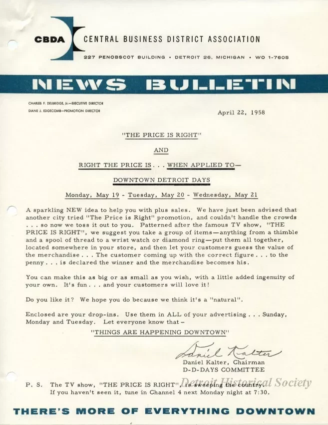 Letter - Central Business District Association
News Bulletin