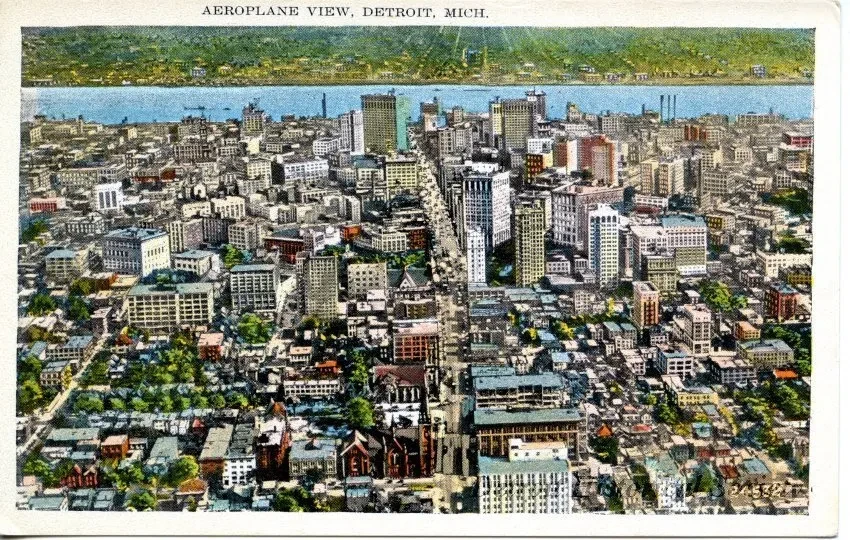 Postcard - Aeroplane View, Detroit Mich.