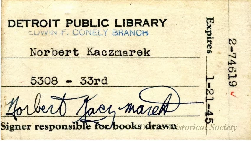 Card, Library - Detroit Public Library