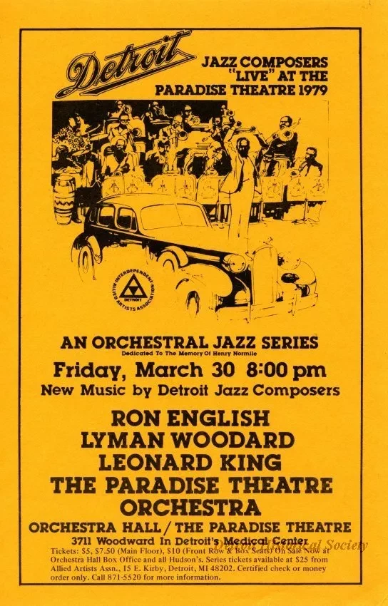 Advertisement - Detroit Jazz Composers "Live" at the Paradise Theatre 1979