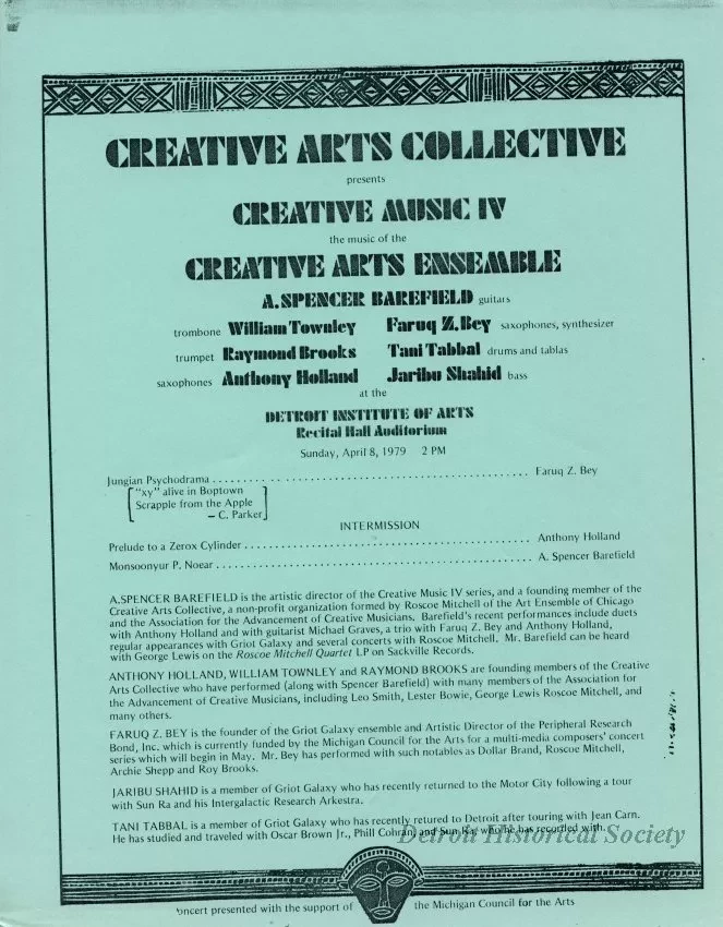 Program - Creative Arts Collective Presents
Creative Music IV