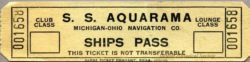 Pass - S.S. Aquarama
Ships Pass