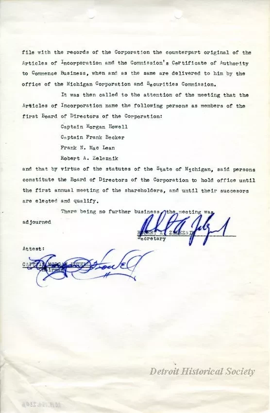 Minutes - Minutes of the First Meeting of the Incorporators 
of the International Tugboat Racing Association