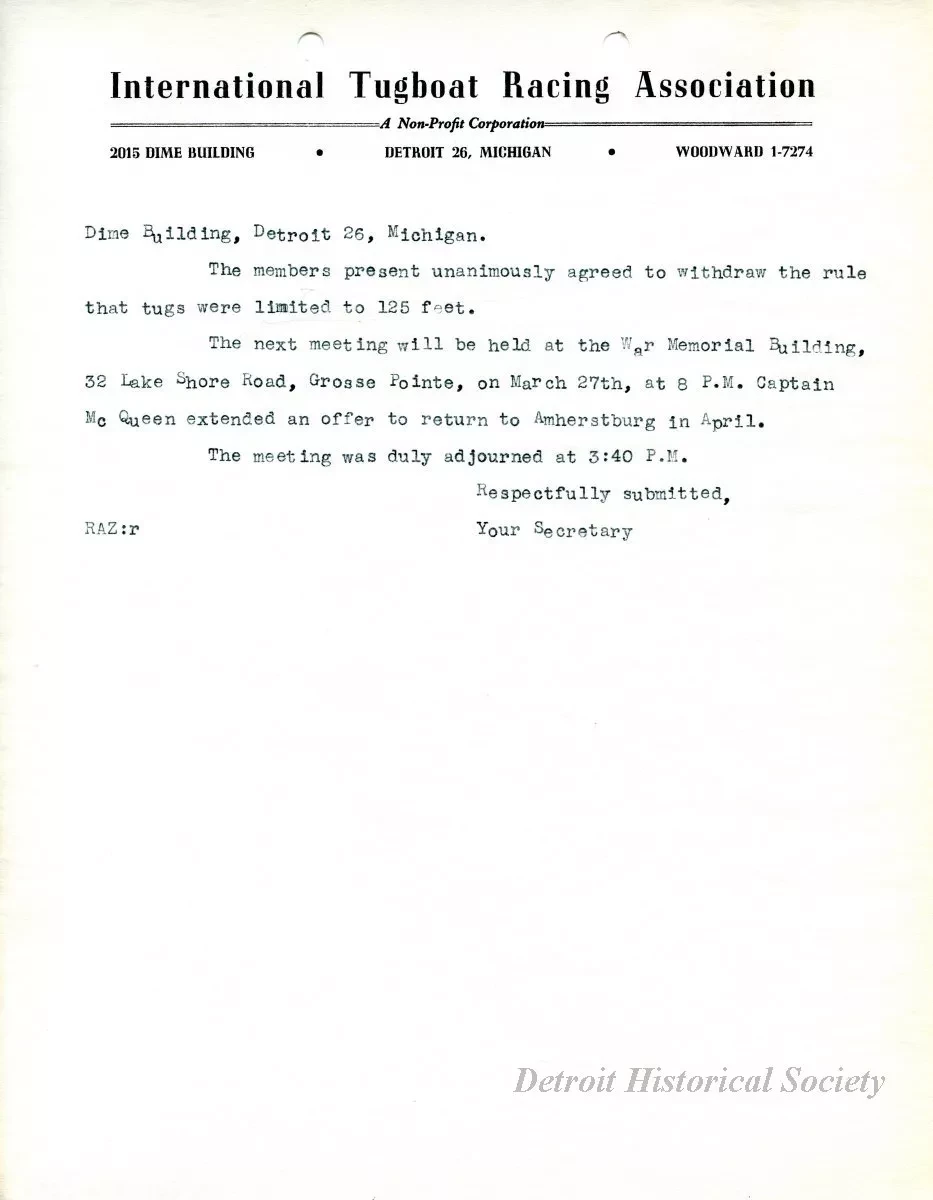 Minutes - Minutes of the Rules Committee Meeting Held at 
3408 Guardian Building, Tuesday, February 27, 1951
