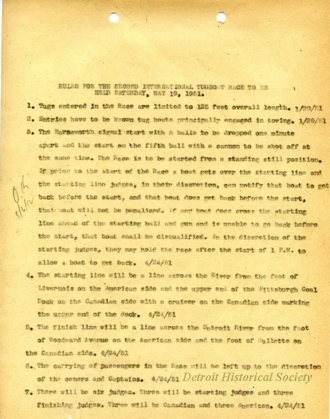 Rules - Rules for the Second International Tugboat Race 
to Be Held Saturday, May 19, 1951
