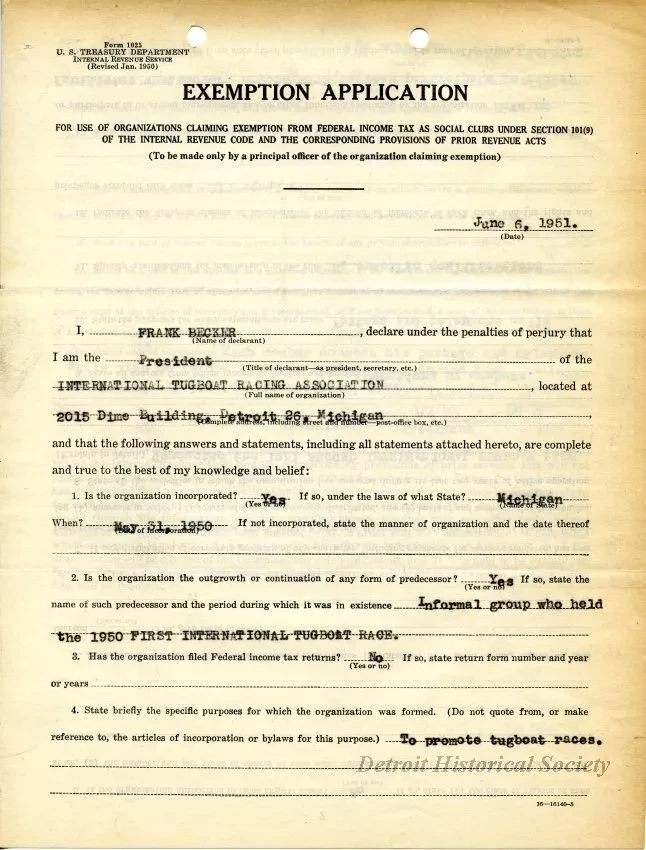 Application - Exemption Application