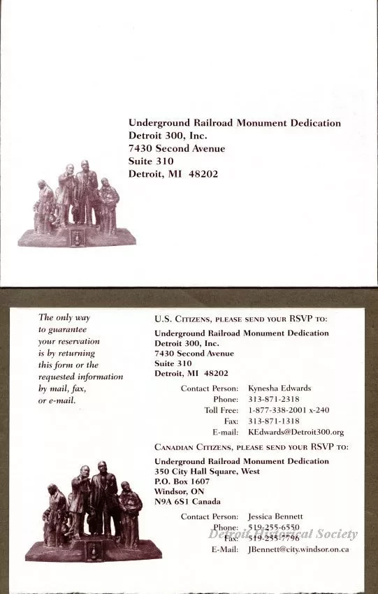 Invitation - International Memorial to the Underground Railroad