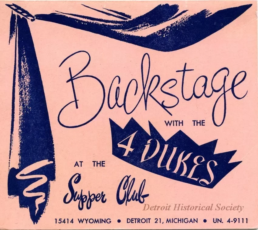 Card, Advertising - Backstage with the 4 Dukes at the Supper Club