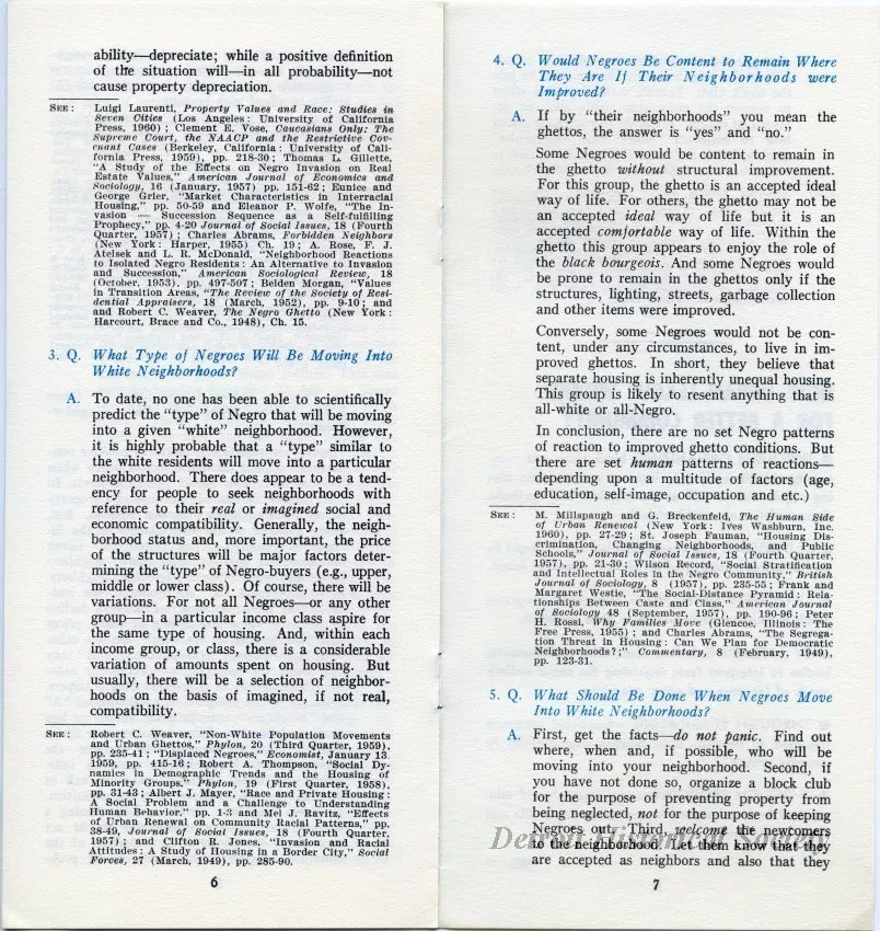 Pamphlet - Questions Asked About Changing Neighborhoods