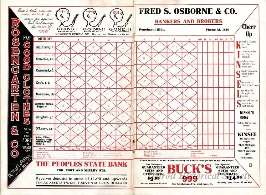 Scorecard - Official Score Card
Detroit Base Ball Club