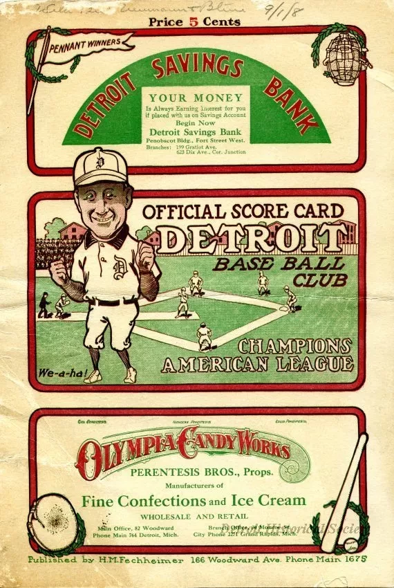Scorecard - Official Score Card
Detroit Base Ball Club
