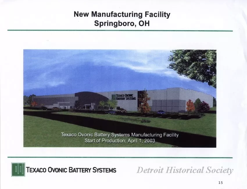 Drawing, Architectural - New Manufacturing Facility 
Springboro, OH