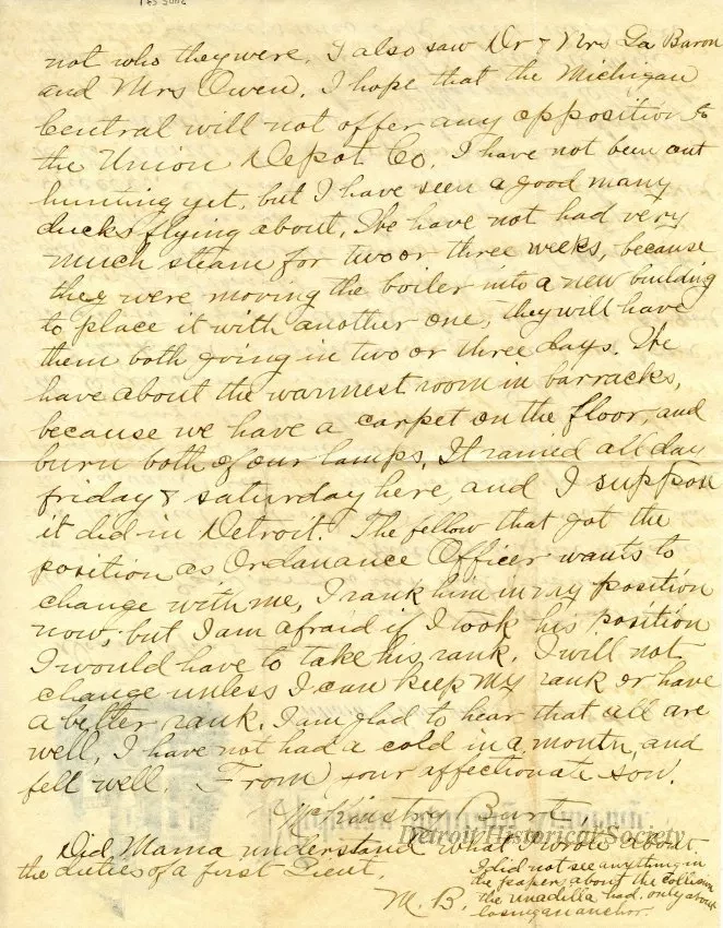 Letter - Michigan Military Academy