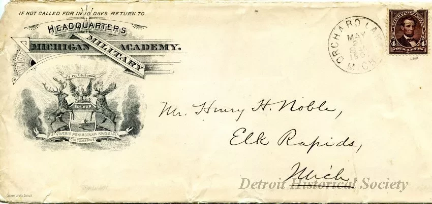 Letter - Headquarters, Michigan Military Academy