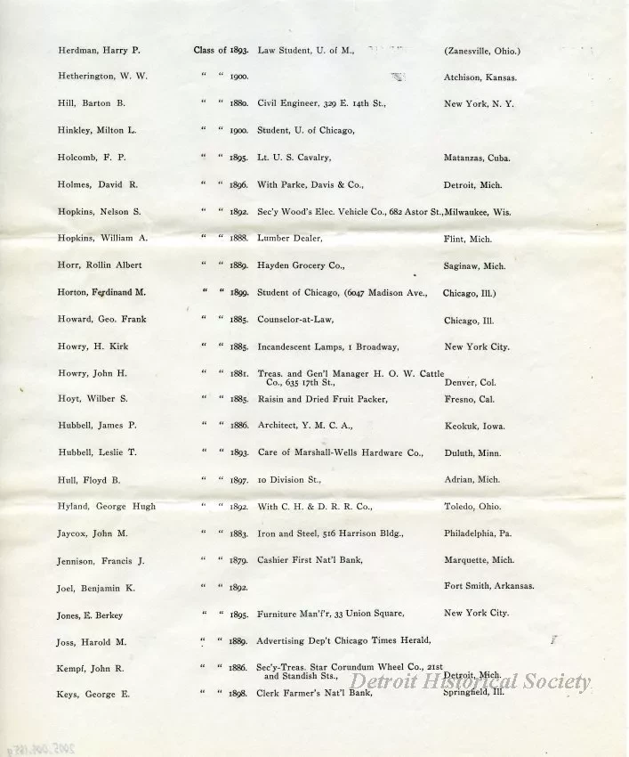 Letter - Headquarters, Michigan Military Academy