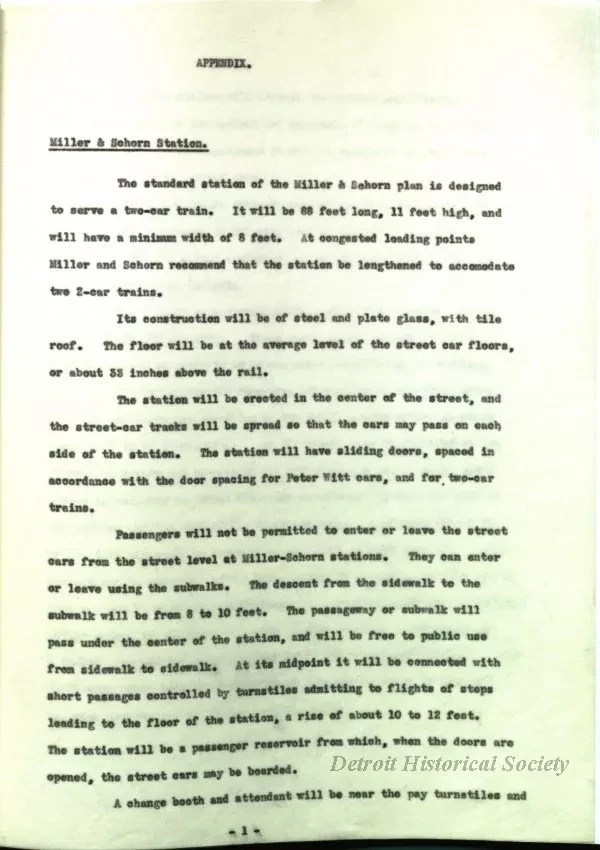 Report - Report of the Street Railway Commission to the 
Honorable Common Council on the Miller-Schorn System