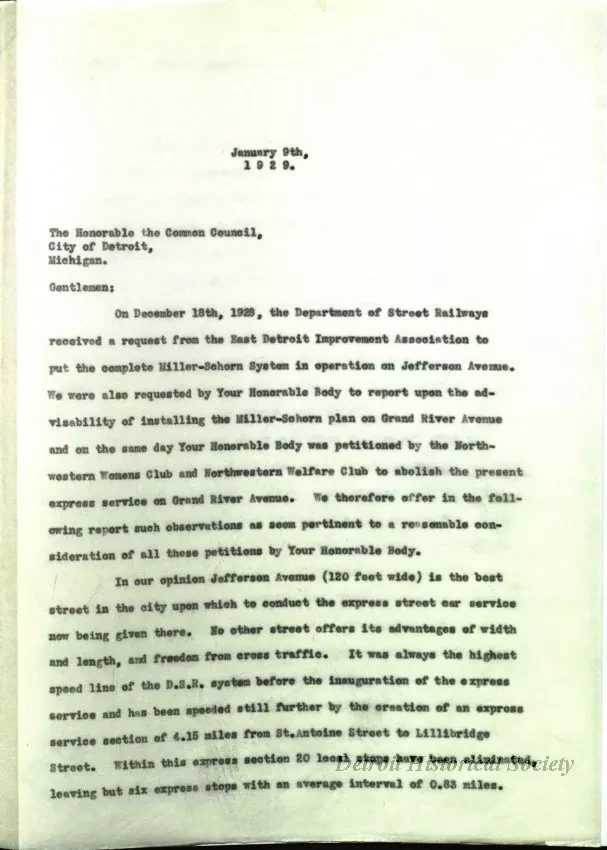 Report - Report of the Street Railway Commission to the 
Honorable Common Council on the Miller-Schorn System