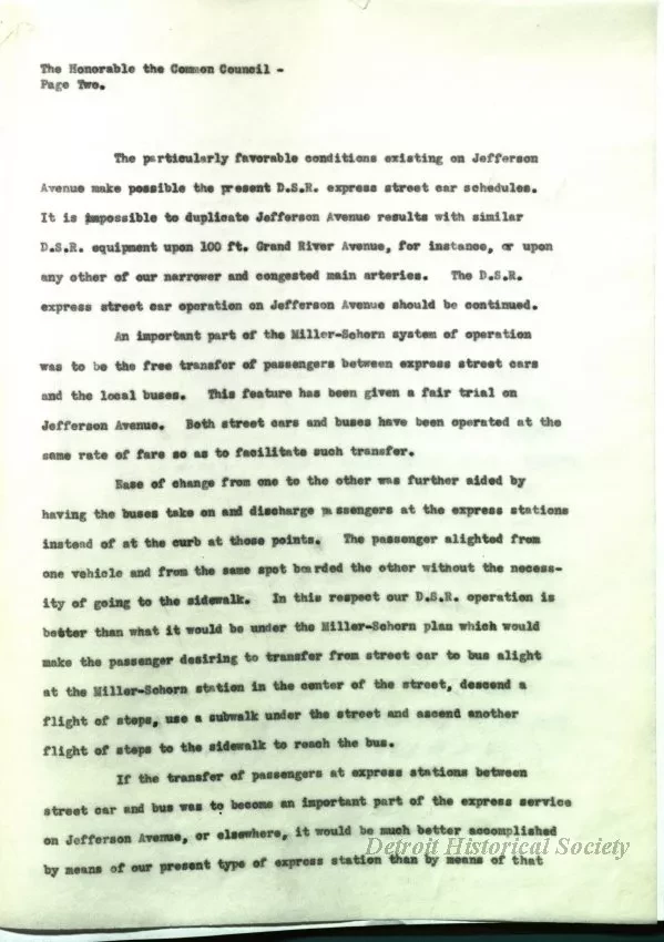Report - Report of the Street Railway Commission to the 
Honorable Common Council on the Miller-Schorn System