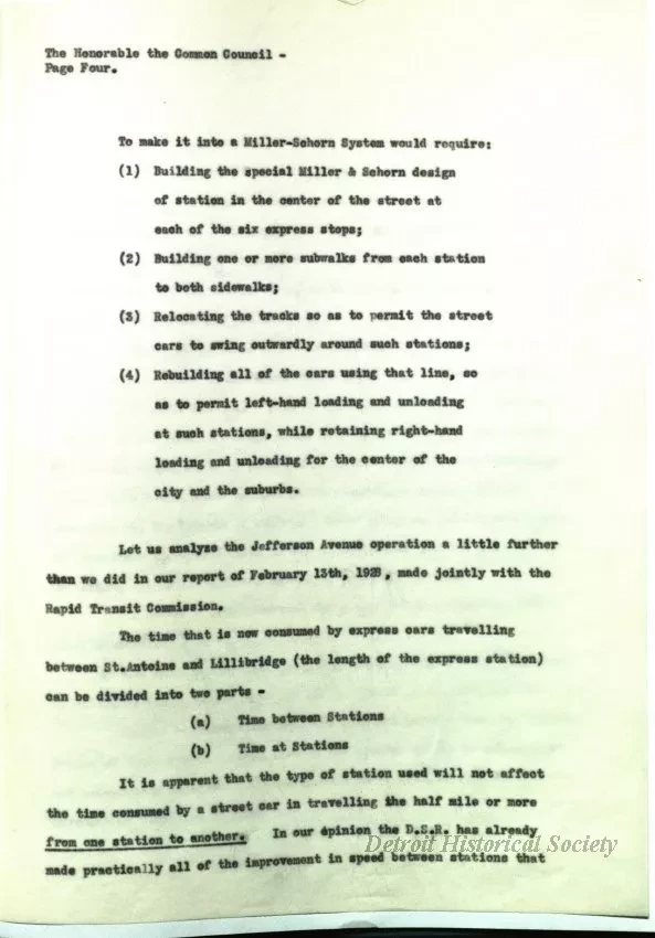 Report - Report of the Street Railway Commission to the 
Honorable Common Council on the Miller-Schorn System