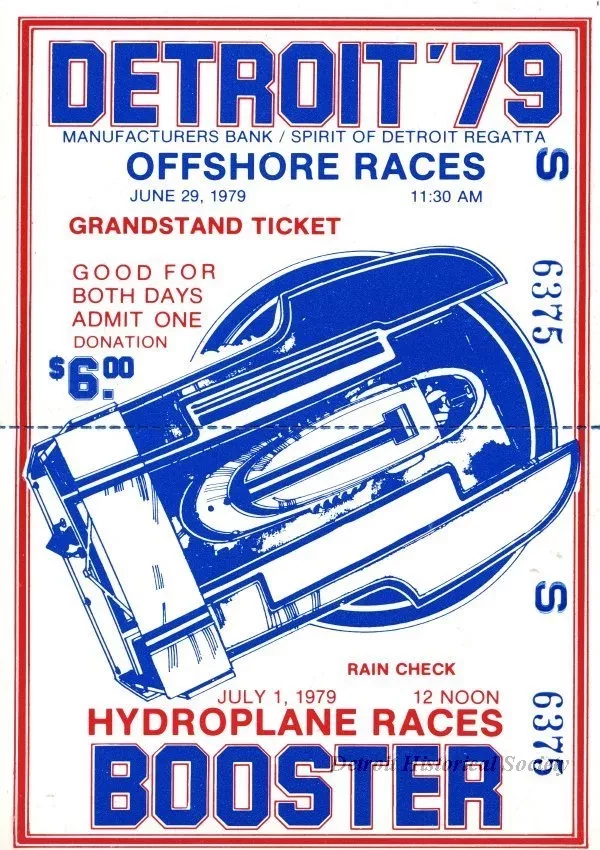 Ticket, Admission - Detroit '79, Manufacturers Bank/Spirit of Detroit Regatta Offshore Races