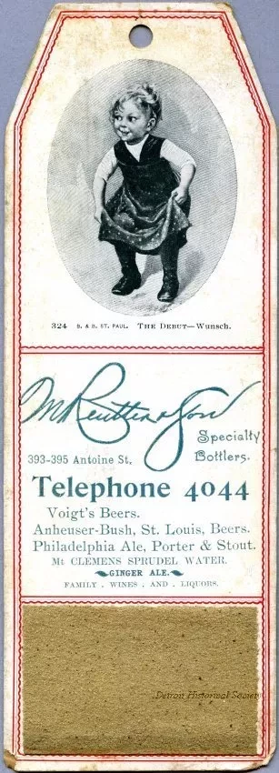 Card, Advertising - M. Reutter & Son, Specialty Bottlers