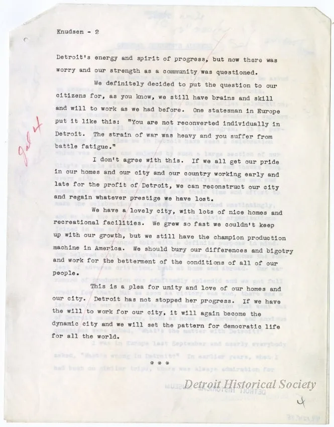 Speech - General Knudsen's Address