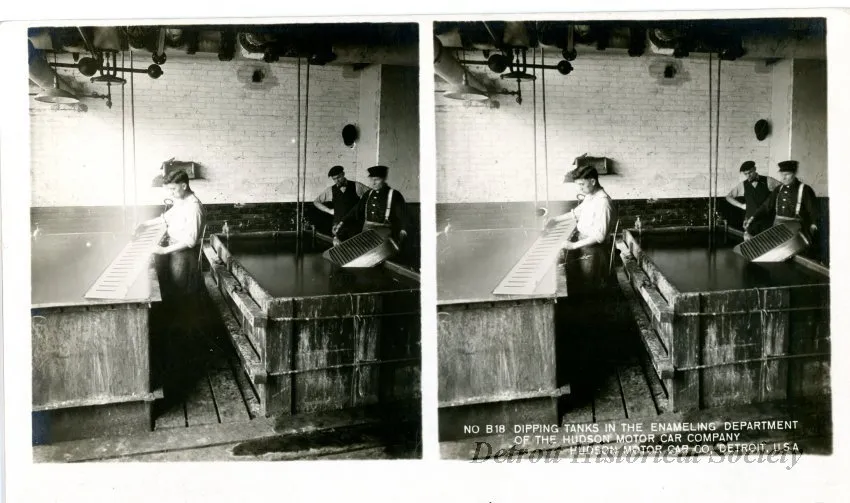 Stereograph - Dipping Tanks In The Enameling Department Of The Hudson Motor Car Company, Hudson Motor Car Co, Detroit, USA