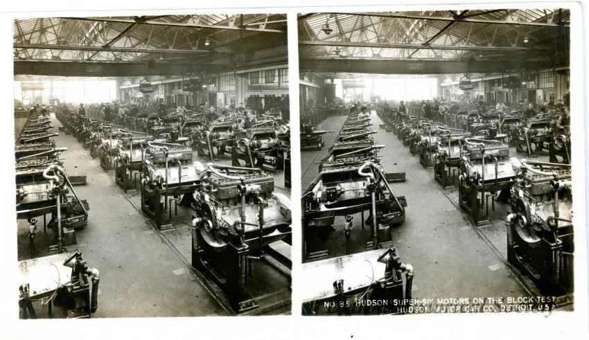 Stereograph - Hudson Super-Six Motors On The Block Test, Hudson Motor Car Co, Detroit, USA