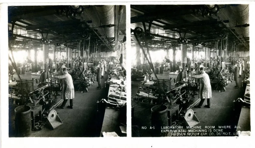 Stereograph - Laboratory Machine Room Where All Experimental Machining Is Done, Hudson Motor Car Co, Detroit, USA