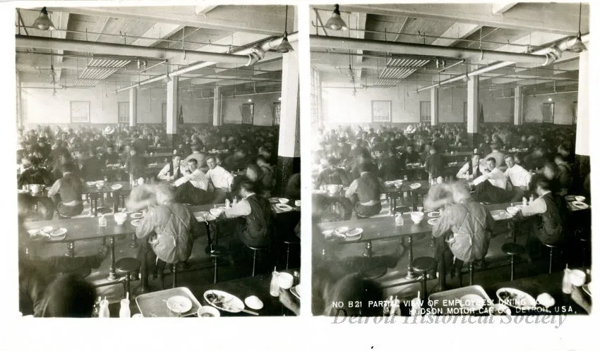 Stereograph - Partial View Of Employees' Dining, Hudson Motor Car Co, Detroit, USA