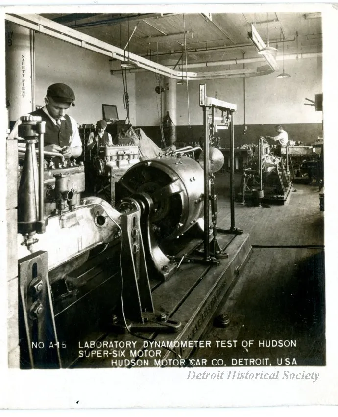 Stereograph - Laboratory Dynamometer Test Of Hudson Super-Six Motor, Hudson Motor Car Co, Detroit, USA