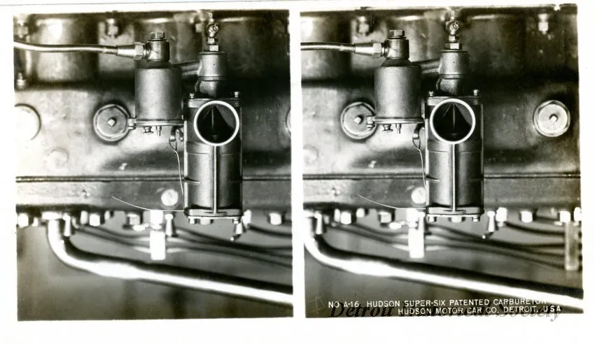 Stereograph - Hudson Super-Six Patented Carburetor, Hudson Motor Car Co, Detroit, USA