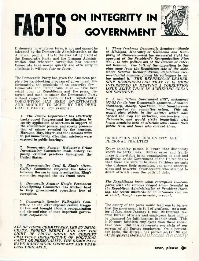 Flier, Political - FACTS On Integrity In Government