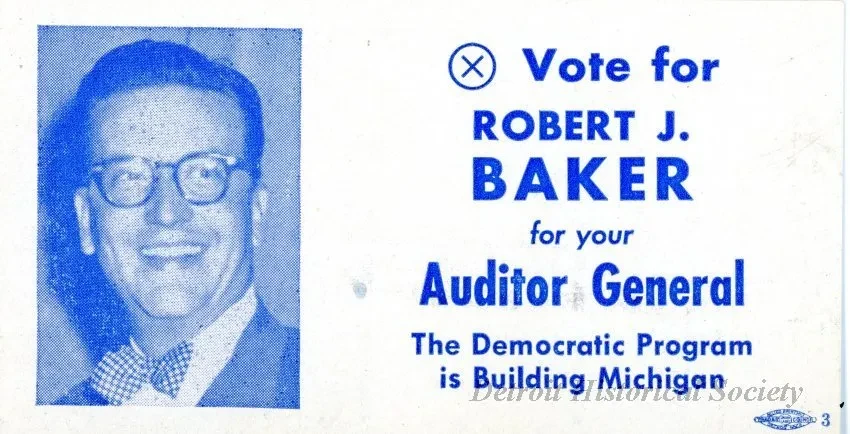 Card, Political - (x) Vote for Robert J. Baker