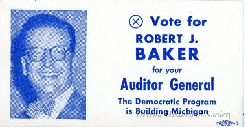 Card, Political - (X) Vote for Robert J. Baker