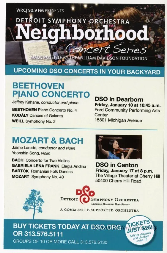 Schedule - Detroit Symphony Orchestra Neighborhood Concert Series